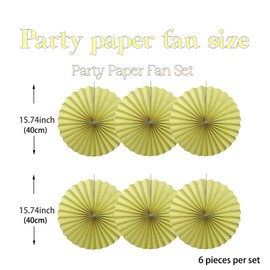 BARTHEW Yellow Hanging Paper Fans,Yellow Accessories Paper Decorations for Party,Color Party Decorations,Bee Themed Classroom Decor,16in Hanging Paper Fans 30 Color DIY Set （Light Yellow）