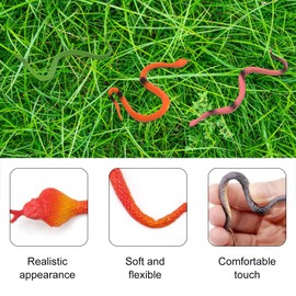 KARELLS Rubber Snake, Various Snakes, Pack of 12 Colourful Fake Snakes, Plastic Snakes, Realistic Rubber Snakes, Toy Snakes, Rainforest Snakes