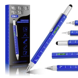 GHHFKGL Pen Gifts for Men, 6 in 1 Multitool Pen, Cool Gadgets Tools for Men, Birthday Gifts for Men Who Have Everything, Unique Gifts for Men, Husband, Grandpa, Engineer, Handyman (Blue)