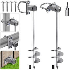 Insaga Multi-Purpose Ground Anchors Screw in, Fully Welded Trampoline Anchors, 24'' Mobile Home Anchors, Earth Anchors for Shed, Swing Set, Carport, Securing Animals, 2pcs