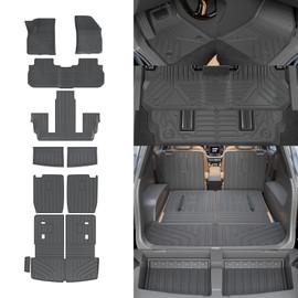 Thinzyou Floor Mats Compatible with 2017-2023 GMC Acadia 6 Seats Trunk Liner Cargo Liner Sub Trunk Mat Kick Mats 2nd&3rd Back Seat Cover Protector 2022 Acadia Accessories (Floor Mats Full Set 10 PCS)