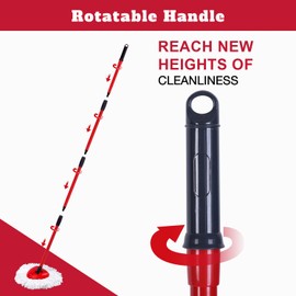 4 Packs Spin Mop Replacement Heads Compatible with Oceda EasyWring 1-Tank System,4-Section Rotatable Mop Handle 30-58in ,Mop Scrub Brush and Base Combo Set,Mop Refills Easy to Replace and Cleaning