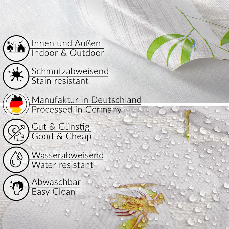 Washable Oilcloth Tablecloth Oval 140 x 180 cm Cut Edge