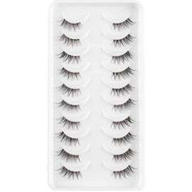 Half False Eyelashes, D Curl, Russian Stripes, False Eyelashes, Manga Lashes, Natural Looking False Eyelashes That Look Like Individual Clusters, Wispy Mink Eye Lashes Pack (DKW16)