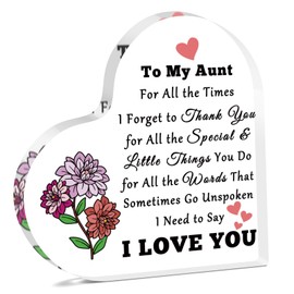 Aunt Gifts from Niece Nephew To My Aunt Acrylic Heart Keepsake Mothers Day Valentines Day Birthday Present for Auntie Appreciation Gifts Desk Sign I Love You Auntie Acrylic Heart Sign Presents
