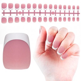 JODSONE Short Round French Press On Nails – 150PCS 15 Sizes Matte Pink Fake Nail Tips, Easy DIY Acrylic Press On Nails, Natural Seamless Fit