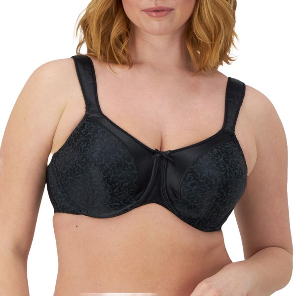 Bali Women's Satin Tracings Minimizer Underwire Bra, Black, 40C