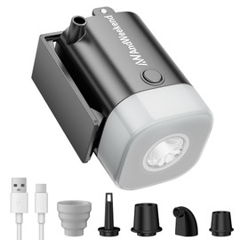 THE WEEKEND Portable Air Pump for Inflatables with Camping Lantern,3.5kPa Tiny Air Mattress Pump with 2000mAh Rechargeable Battery,Inflate Deflate for Sleeping Pads Pool Floats Inflatable Toys (Black)