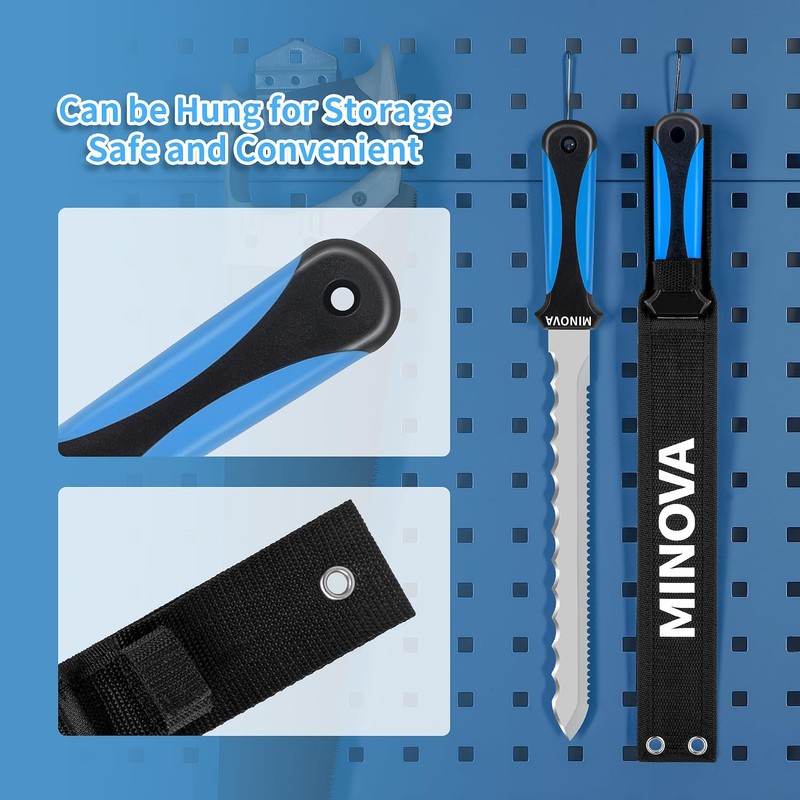 Insulation Knife with Sheath Stainless Steel Blade 11” Double Sided
