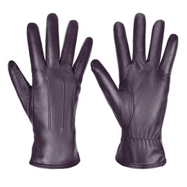 Harssidanzar Leather Gloves Ladies,Touchscreen Warm Cashmere Lining winter Gloves For women GL017UK,Purple,Size M