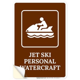 Jet Ski Personal Watercraft Sign, 10x7 Inches, 4 Mil Vinyl Decal Stickers Weather Resistant, Made in USA by My Sign Center