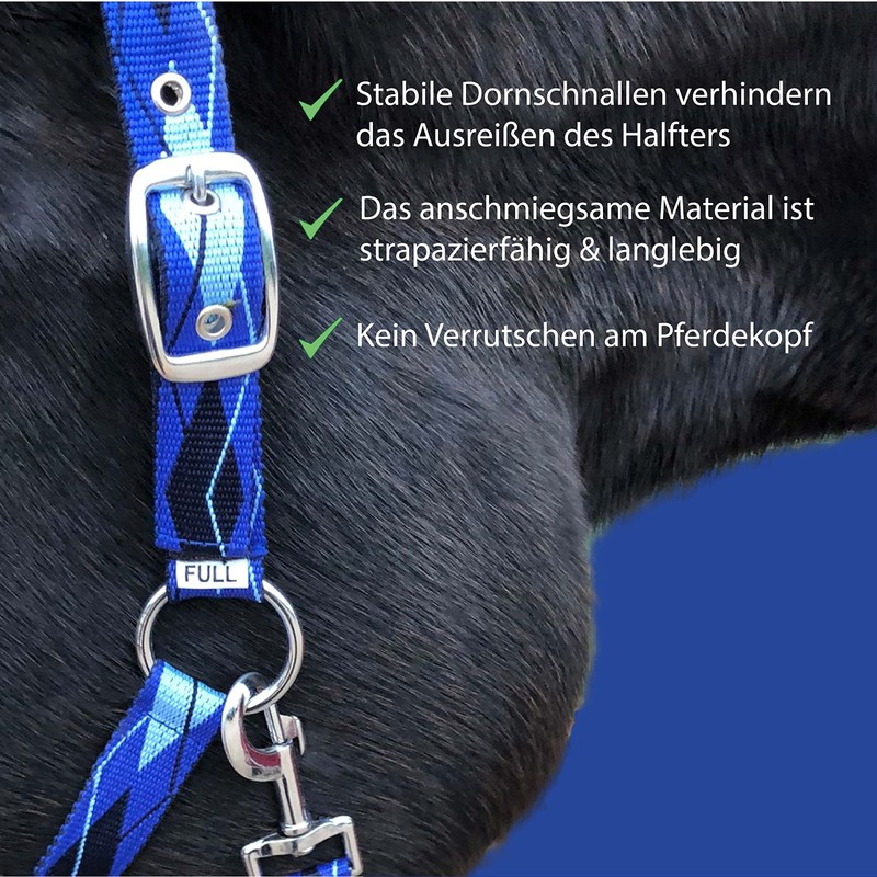 Halter for Horses Fur Headcollar Lined Blue in Sizes x