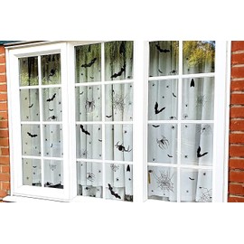 100pcs+ Halloween Window Stickers Halloween Decorations Bats Spiders Cobwebs Black Removeable Reusable Decals Clings