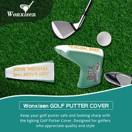 WONXISEN Golf Club Headcover for Mallet Blade Putter Funny Style Premium Leather Golf Headcovers Set with Embroidery Tags Gilmore