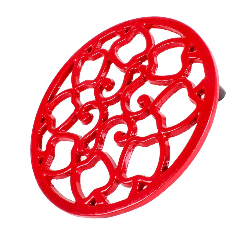 BergHOFF 7.5" Cast Iron Apple Trivet Heavy-duty Heat-resistant, Red