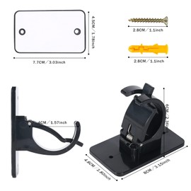 8pcs Black Curtain Rod Bracket No Drilling, Adhesive Curtain Rod Hooks or Mount fits 0.6'' to 1.5'' Rod