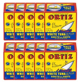 Ortiz White Tuna in Olive Oil, Fresh Tender Slices, Spanish Wild Caught Tuna, High in Protein and Omega 3 Fats, Excellent in Salad, Pasta or Sandwiches - No Need to Add Mayo, 3.24oz Can (Pack of 10)