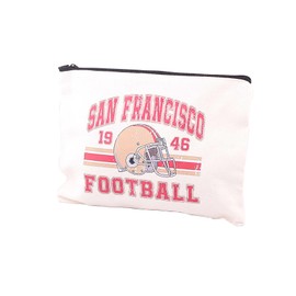 Febremdy Football Lover Gift San Francisco Football Canvas Makeup Bag Vintage Sports Design (1946 football)