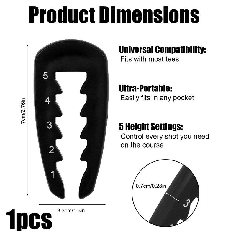 Adjustable Golf Tee Height Tool, 5 Settings Adjuster Lightweight Plastic