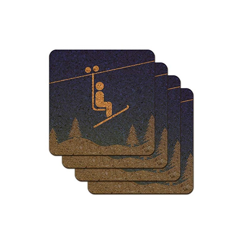 Skiing Ski Lift Symbol in Snow Low Profile Novelty Cork