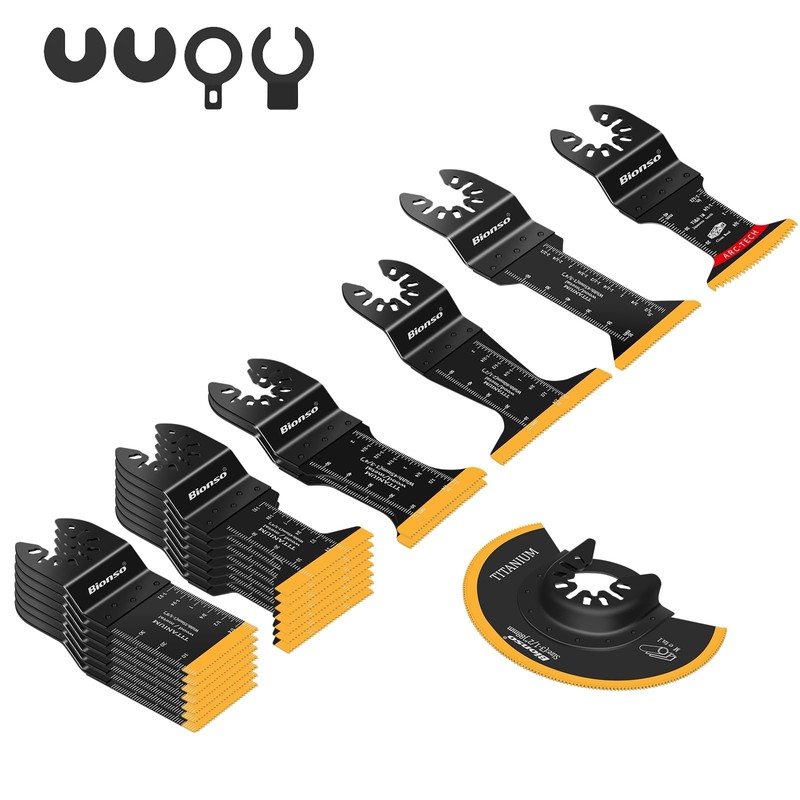 Bionso 22PCS Titanium Oscillating Tool Blade Cuts Metal and Wood,