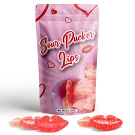 NY SPICE SHOP Sour Pucker Candy - Lickey Lips Strawberry Candy - Sour Candy Variety Pack - Bulk Candy - Congratulations Candy - Pink Chewy Candy - Red Wax Lips Candy for Adults, Kids - 3 Pound