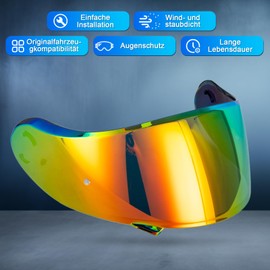 WODHMIEY Helmet Visor for SHOEI Motorcycle Wind Scratch Fog Reflective Coating Gradient Day Night Use Full Face Protection for CNS-3 & NEOTEC II (Dark Brown Red)