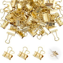 Pack of 80 Foldback Clips Metal Binder Clips Foldback Clips 19 mm (0.75 Inch) Binder Clips Sturdy and Reusable for Office School Paper Clips Documents Gold
