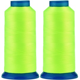 Selric [3000 Yards / 36 Colors Available] Pack of 2 UV Resistant High Strength Polyester Thread #69 T70 Size 210D/3 for Upholstery, Outdoor Market, Drapery, Beading, Purses, Leather (Neon Green)