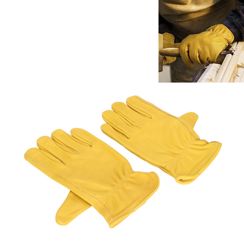 Garden Cowhide Gloves Wear Resistance Full Finger Leather Gloves for