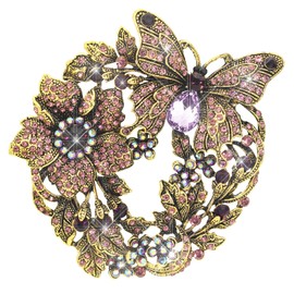 KristLand Women's Art Deco Large Brooch Austrian Crystals Bridal Brooches Pins for Ladies Stunning Jewelry Fashion Wedding Ribbon Brooch for Party Christmas Birthday Gift Box