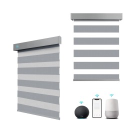 Smart Motorized Zebra Blinds Rechargeable Day Night Blackout Shades for Home Windows Alexa Voice Remote Control Battery Indoorcolor: 95% Blackout-Luxurious Whit, size: 34"W x 72"L, capacity: 1 KG