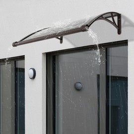 CNCEST Window Door Awning Canopy, with Bracket Front Doors/Windows Overhang Awning for Sun Shutter, Patio Awning Canopy for Porches, Windows, Garden Balconies Garages 40 * 30in (Coffee+Tan)