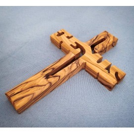 Logos Trading Post Holy Land Olive Wood Jesus Cut Out Hanging Wall Cross from Israel, Large, Hand Carved Olive Wood from Jerusalem, 8"