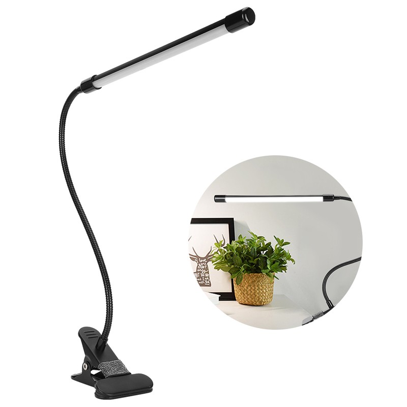 LED Adjustable Clip Reading Light Cold Warm Brightness Light Black