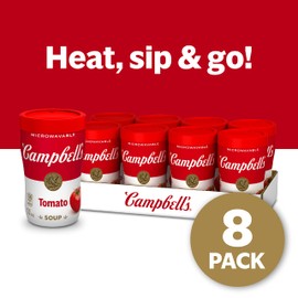 Campbell's Sipping Soup, Classic Tomato Soup, 11.1 Oz Microwavable Cup (Case of 8)