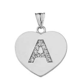 Elegant Sterling Silver CZ Initial"A" Heart Charm Pendant