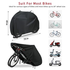 REDRICH Heavy Duty Bike Cover for 1, 2 Bikes, Waterproof Bicycle Cover with Lock Holes, 420D Strong Oxford Outdoor Bike Storage Covers Rain Sun UV Wind Proof Tarp for Mountain Road Electric Bike