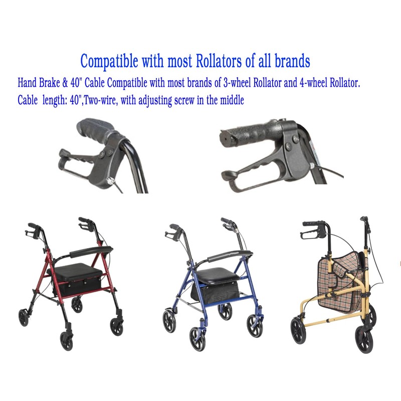 Rollator Brake Handle Replacement Hand Brake with Cable,40" Cable,5W &