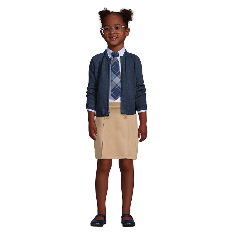 Lands' End Uniform Ponte Button Front Skort Khaki Kids 16