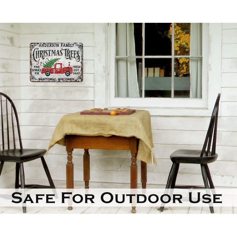 Custom Metal Christmas Tree Farm Sign with Name