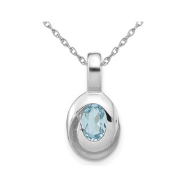 Gem And Harmony 1/2 Carat (ctw) Swiss Blue Topaz Pendant Necklace in Sterling Silver with Chain