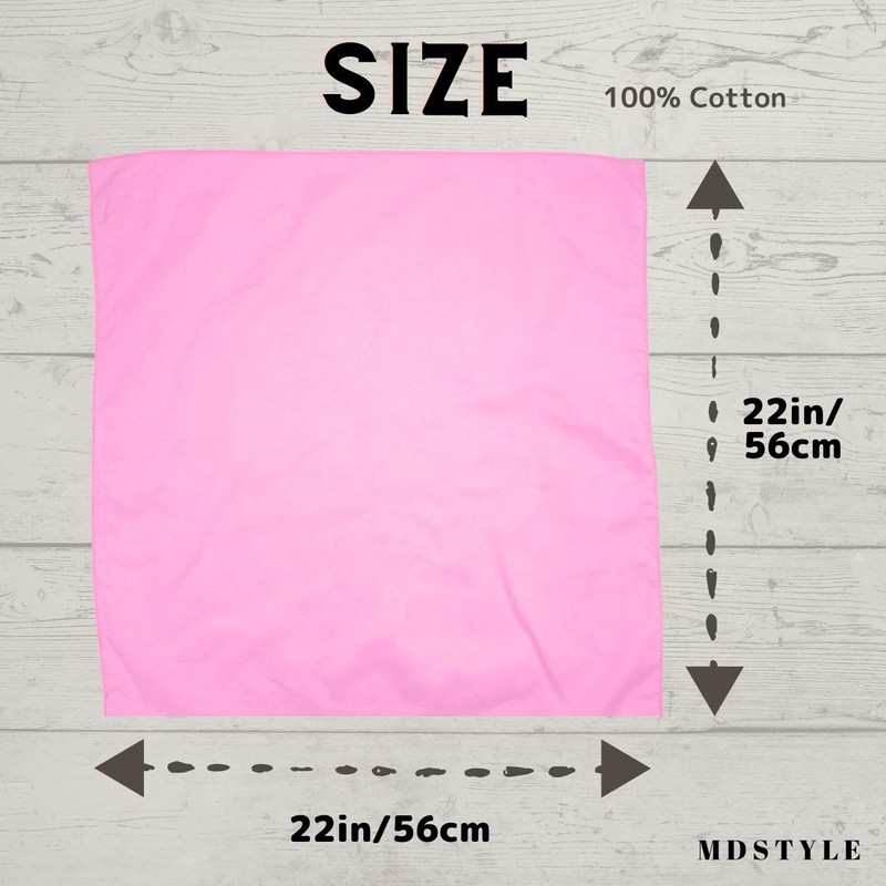 MDSTYLE Plain Bandana, 100% Cotton, 22.0 x 22.0 inches (56