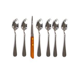 Chef Craft Grapefruit Spoon And Knife Set, 6 Stainless Steel Serrated Spoons & 1 Grapefruit Knife