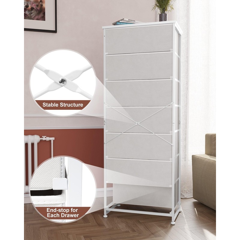 Crestlive Products Tall Dresser, 7-Drawer Fabric Storage Tower, Chests of