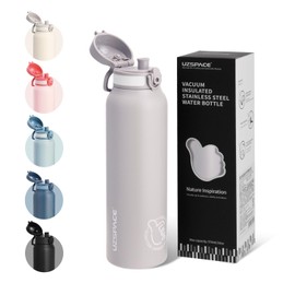 UZSPACE Stainless Steel Water Bottle 1 L (970 ml), Insulated Double-Walled Sports Bottle with Flip Lid, One-Hand Opening, Leak-Proof, Water Bottle for Hiking, Sports, Fitness, Gym, Outdoor, Workout,