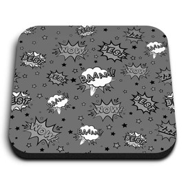 1 x Square MDF Fridge Magnet - Comic Book Words Boys 38778