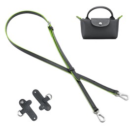 DEVPSISR Leather Strap Suitable for Longchamp Handbag,Crossbody Adjustable Shoulder Strap Conversion Kit,Graphite Gray silver