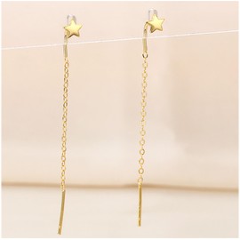 Hmzidz Star/Moon/Butterfly Tassel Earrings Gold for Women, 925 Sterling Silver Earrings Chain, Earrings Hanging Girls, Long Earrings with Plug, Beautiful Earrings for Women, Sterling Silver, No