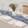 Blue Bohemian Style Table Runner, Polyester Table Cloth, Wrinkle Gauze,